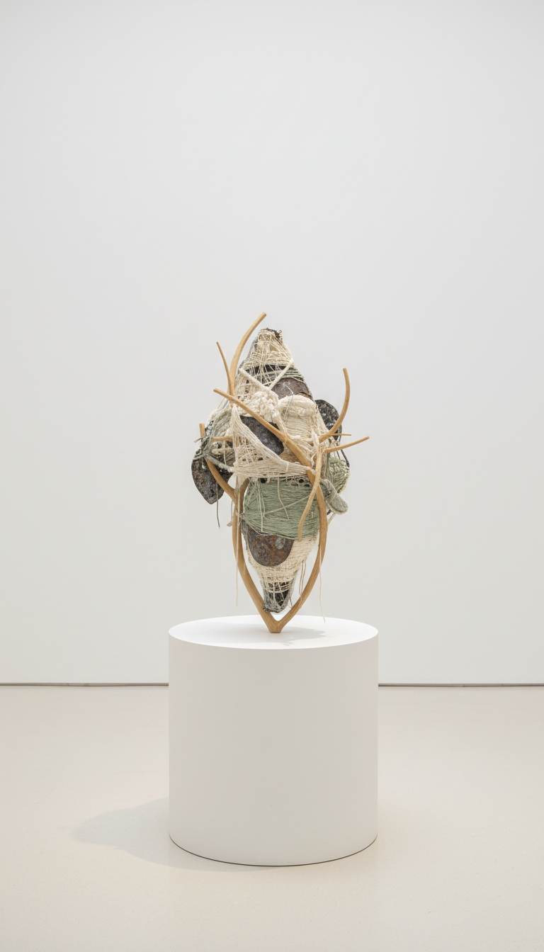 Mixed Media Sculpture on White Plinth